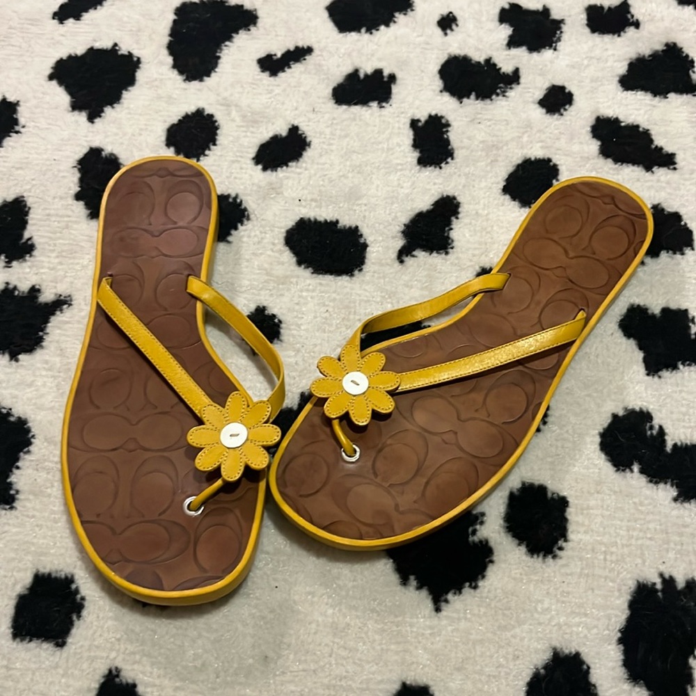 Coach Lucy Daisy Yellow Flipflops